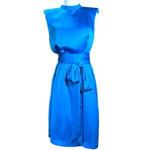 Alex Admor Bright Blue Satin Midi Dress – Size 8 – NWT